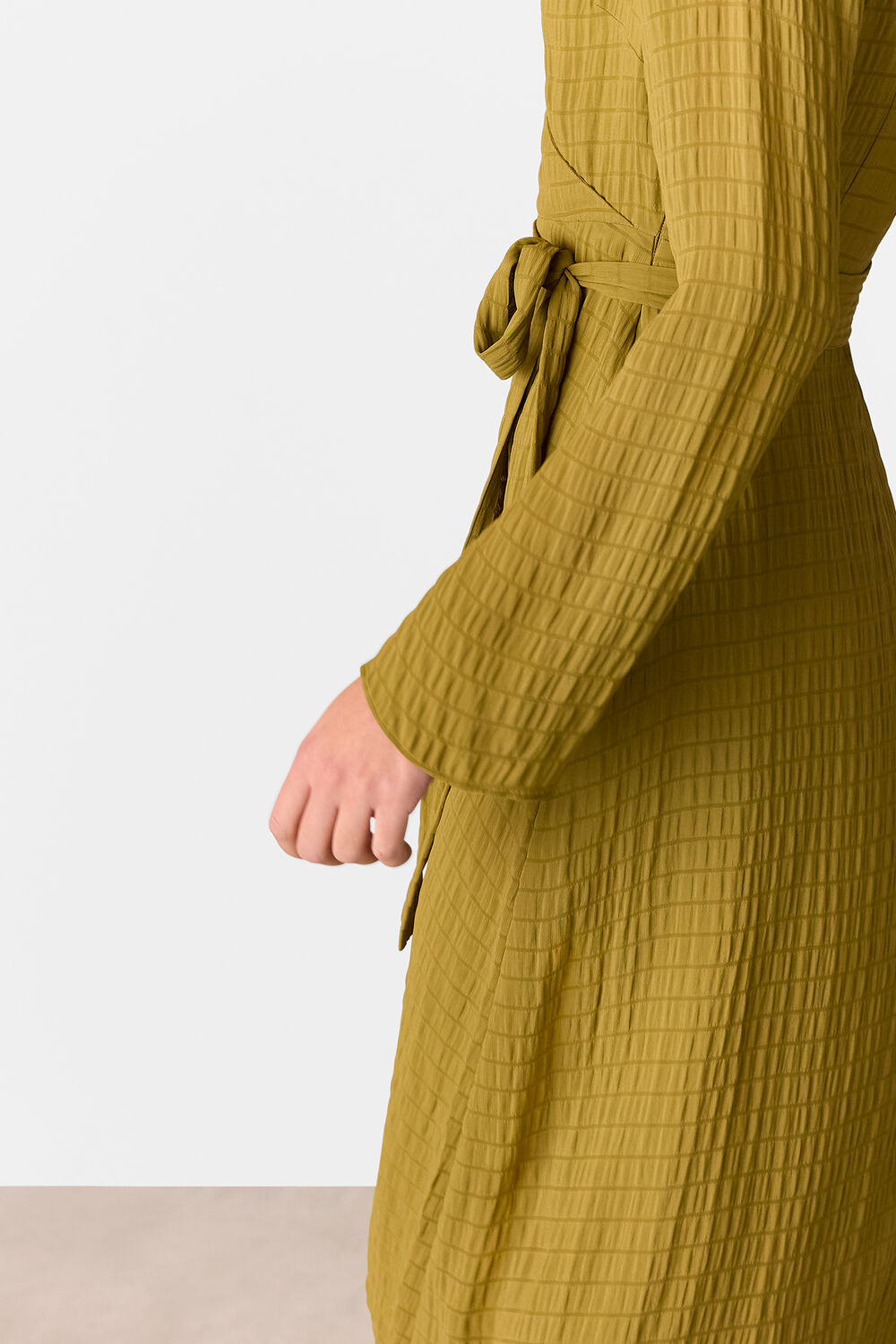Olive Alex Textured Wrap Midi Dress