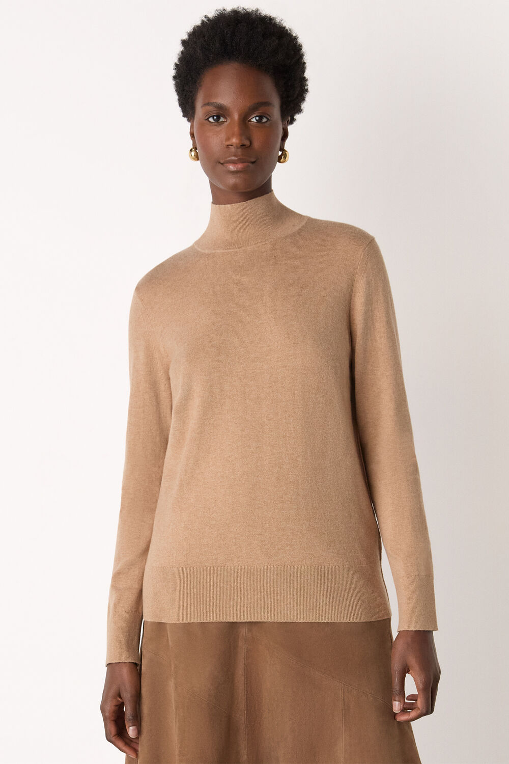 Fine Wool Mix Funnel Neck Knit