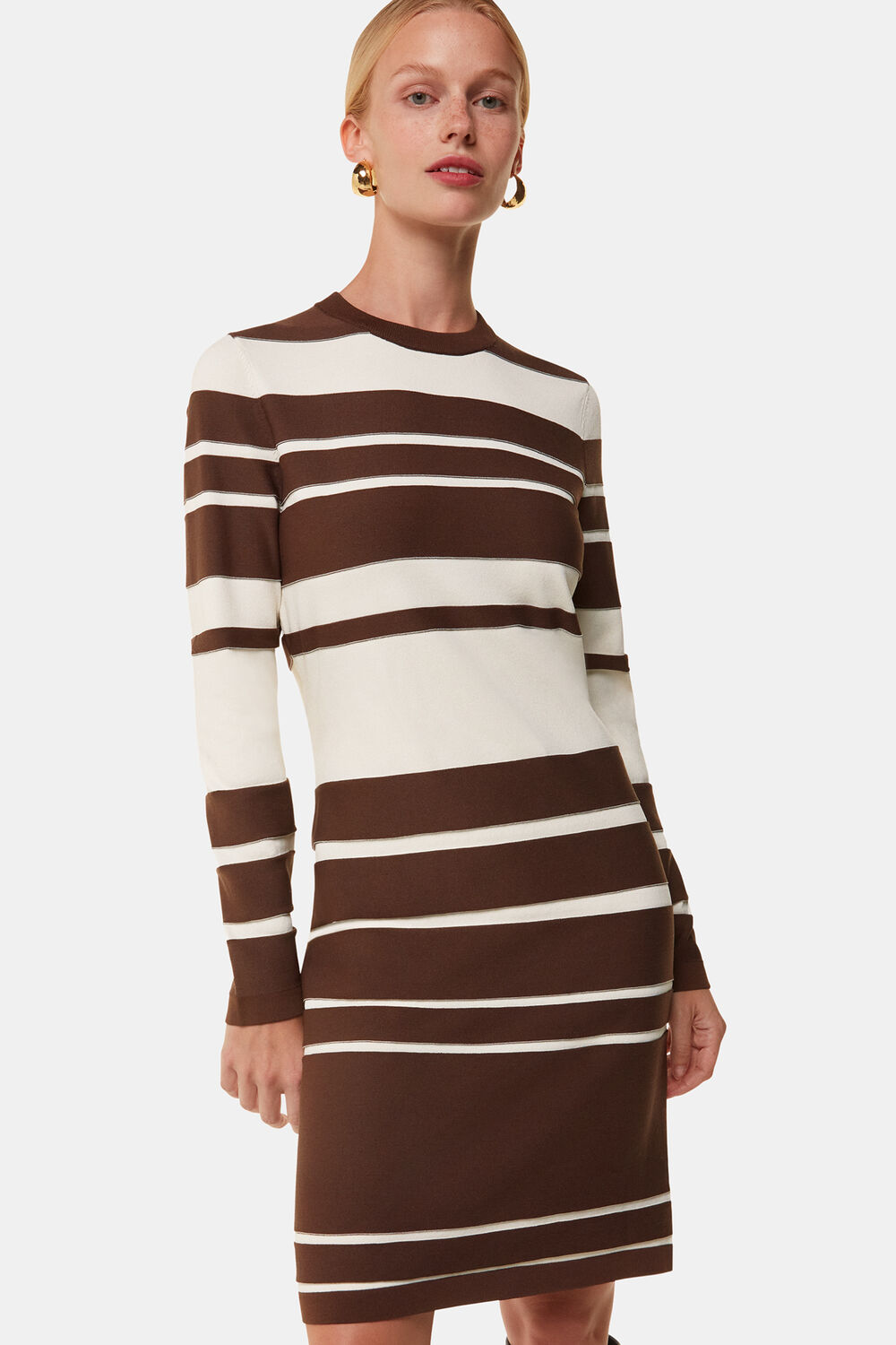 Brown Variegated Stripe Knit Dress