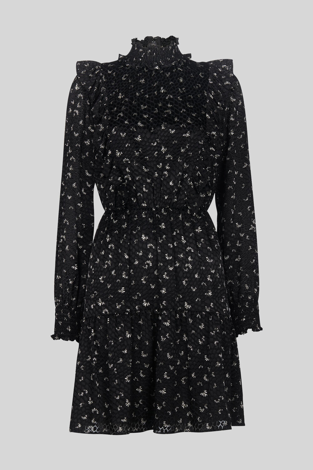 Burnout Ruffle Dress Black/White