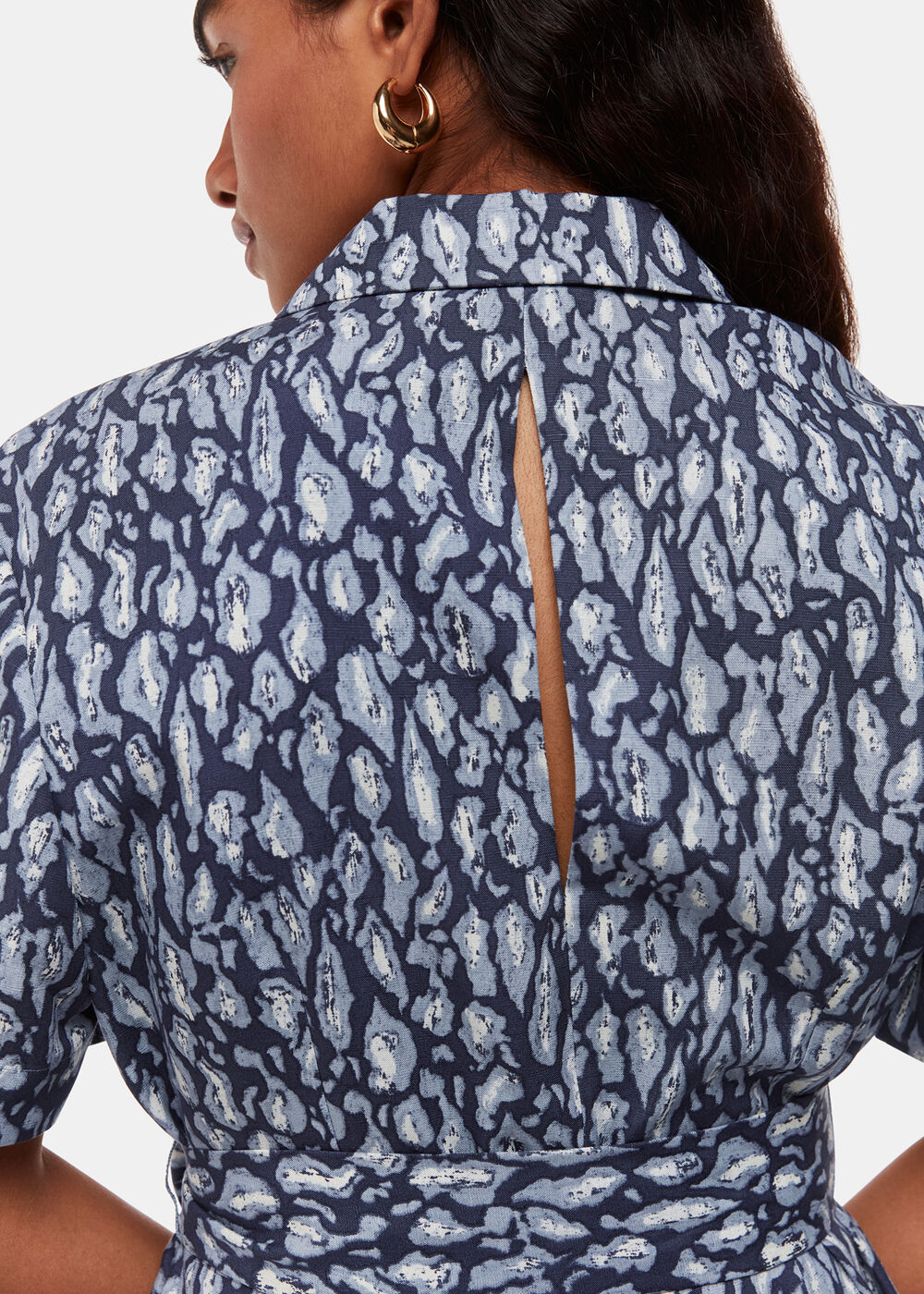 Petite Leopard Linen Blend Jumpsuit