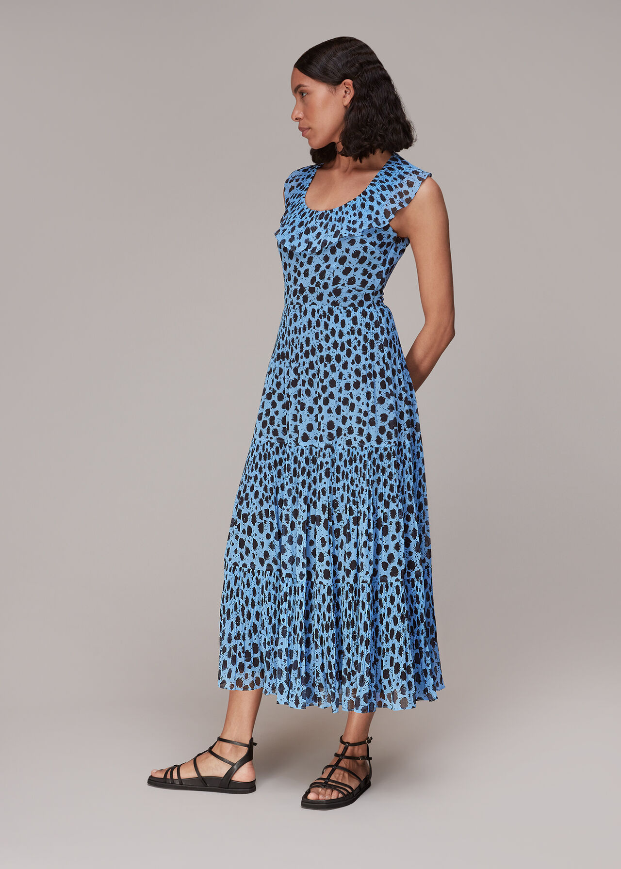 Brushed Dalmatian Plisse Dress