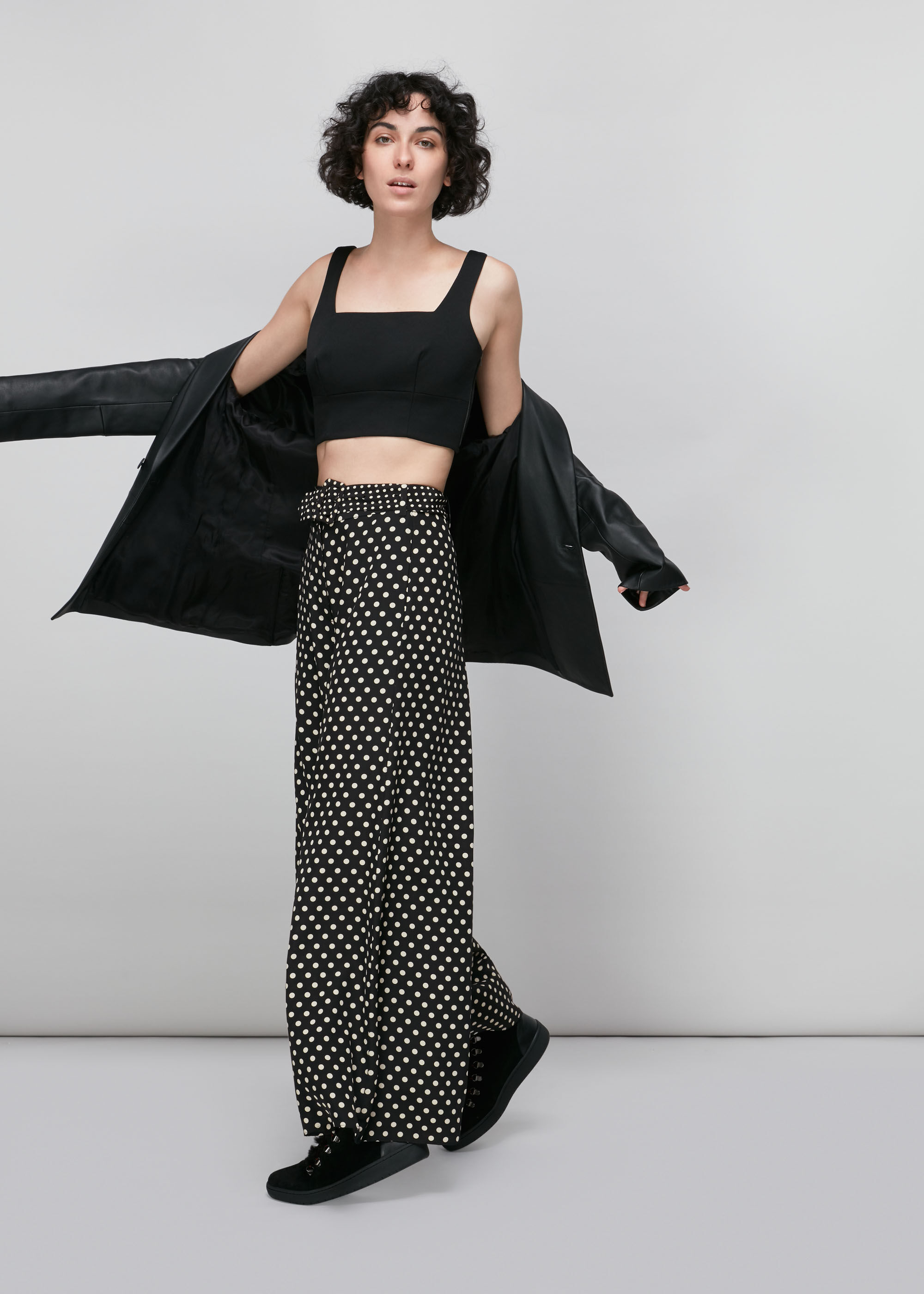 Black White Spot Silk Palazzo Trouser WHISTLES