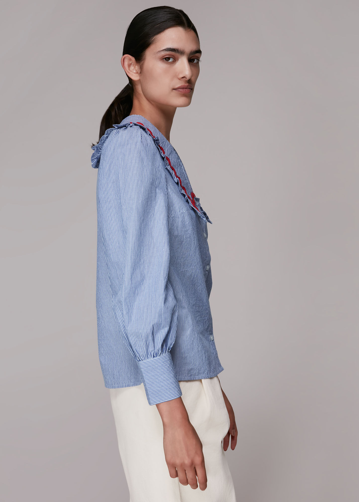 Multicolour Ric Rac Detail Collar Top WHISTLES