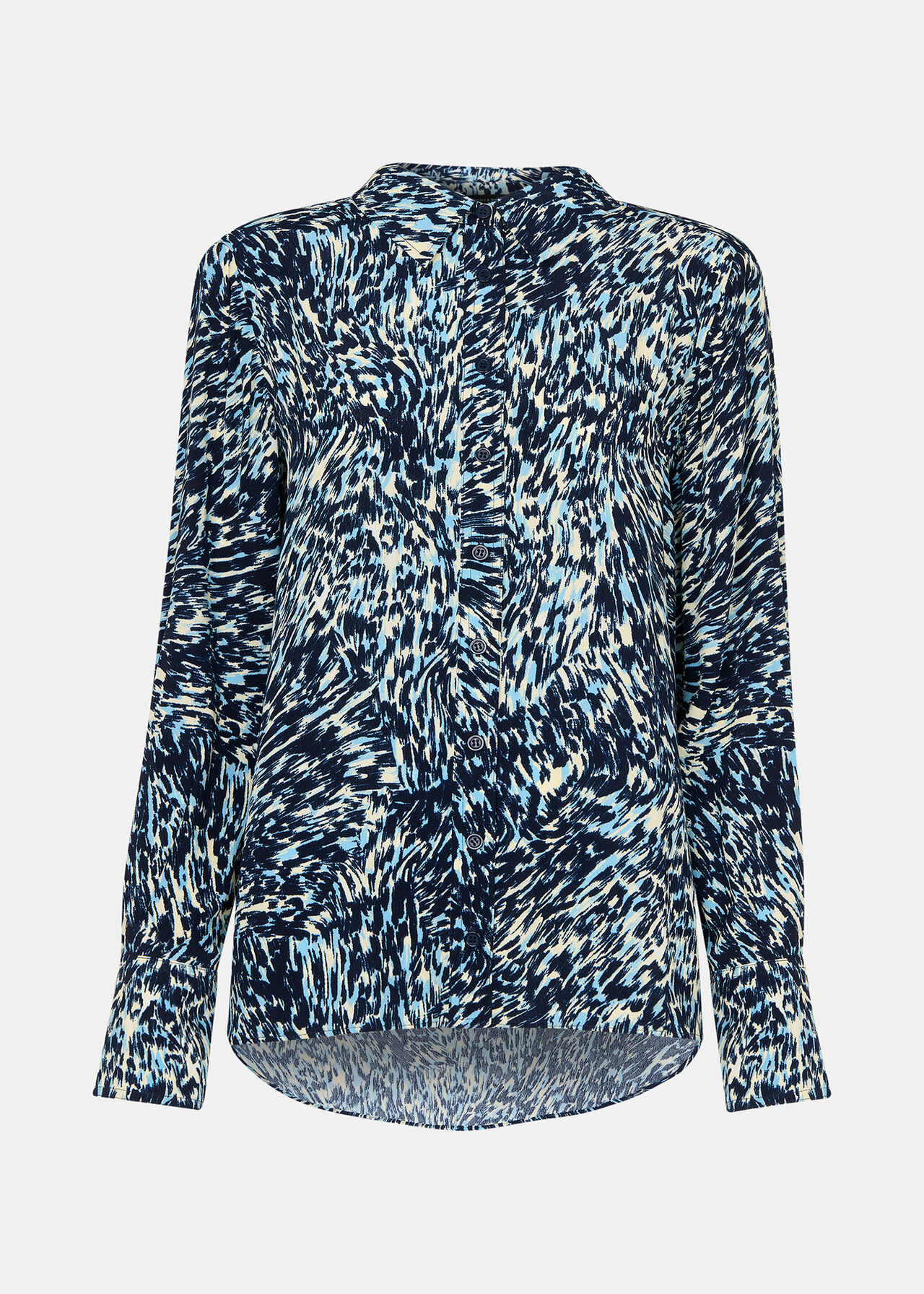 Whistles Blue Leopard Swirl Print Shirt Whistles Blue Leopard Swirl Print Shirt