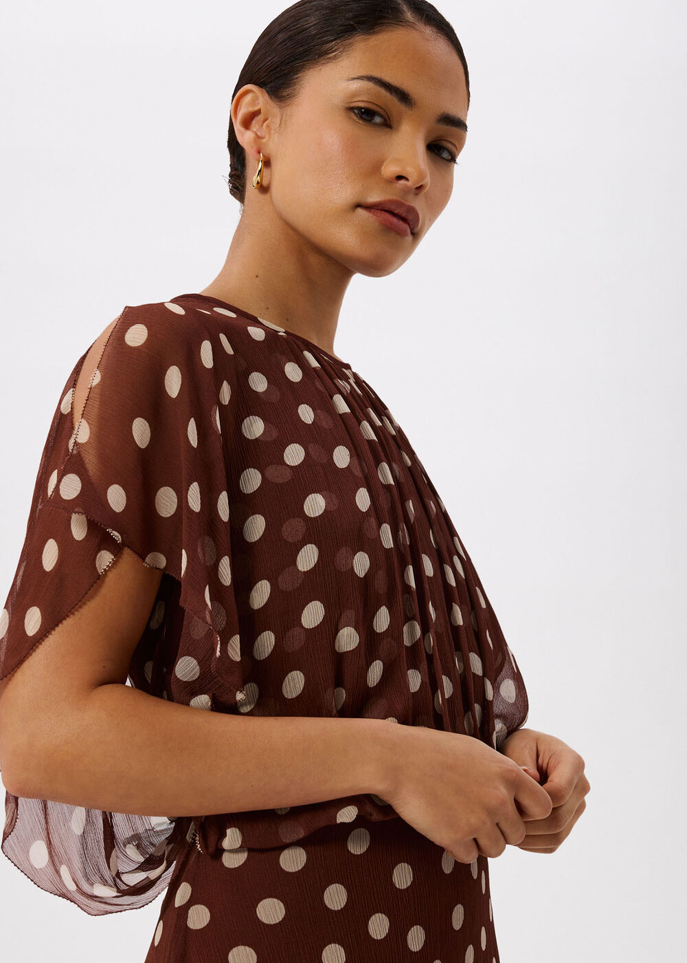 Petite Polka Dot Print Midi Dress