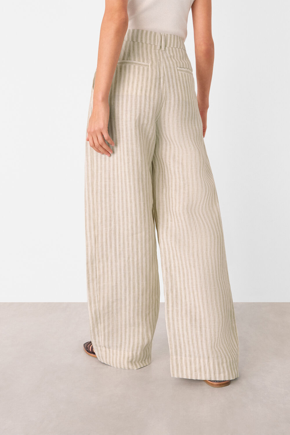 Neutral Linen Stripe Trouser