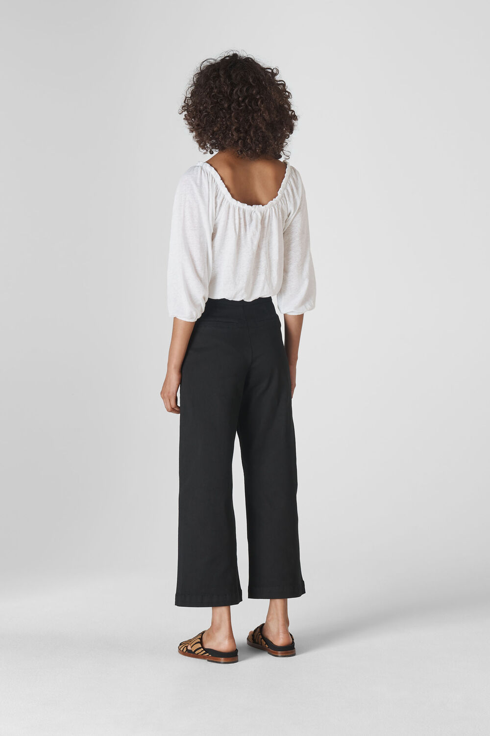 Linen Square Neck Top White