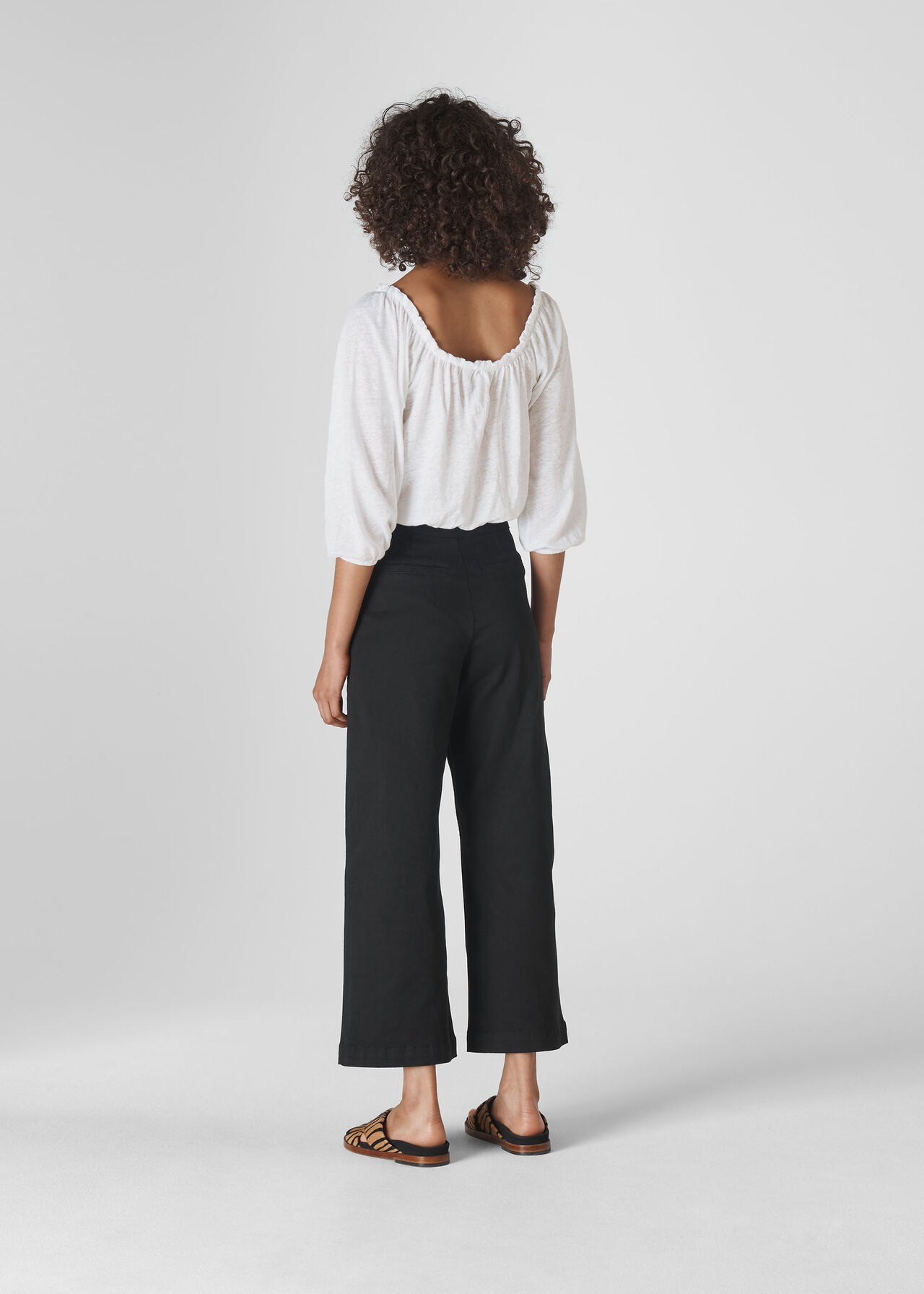 Linen Square Neck Top White