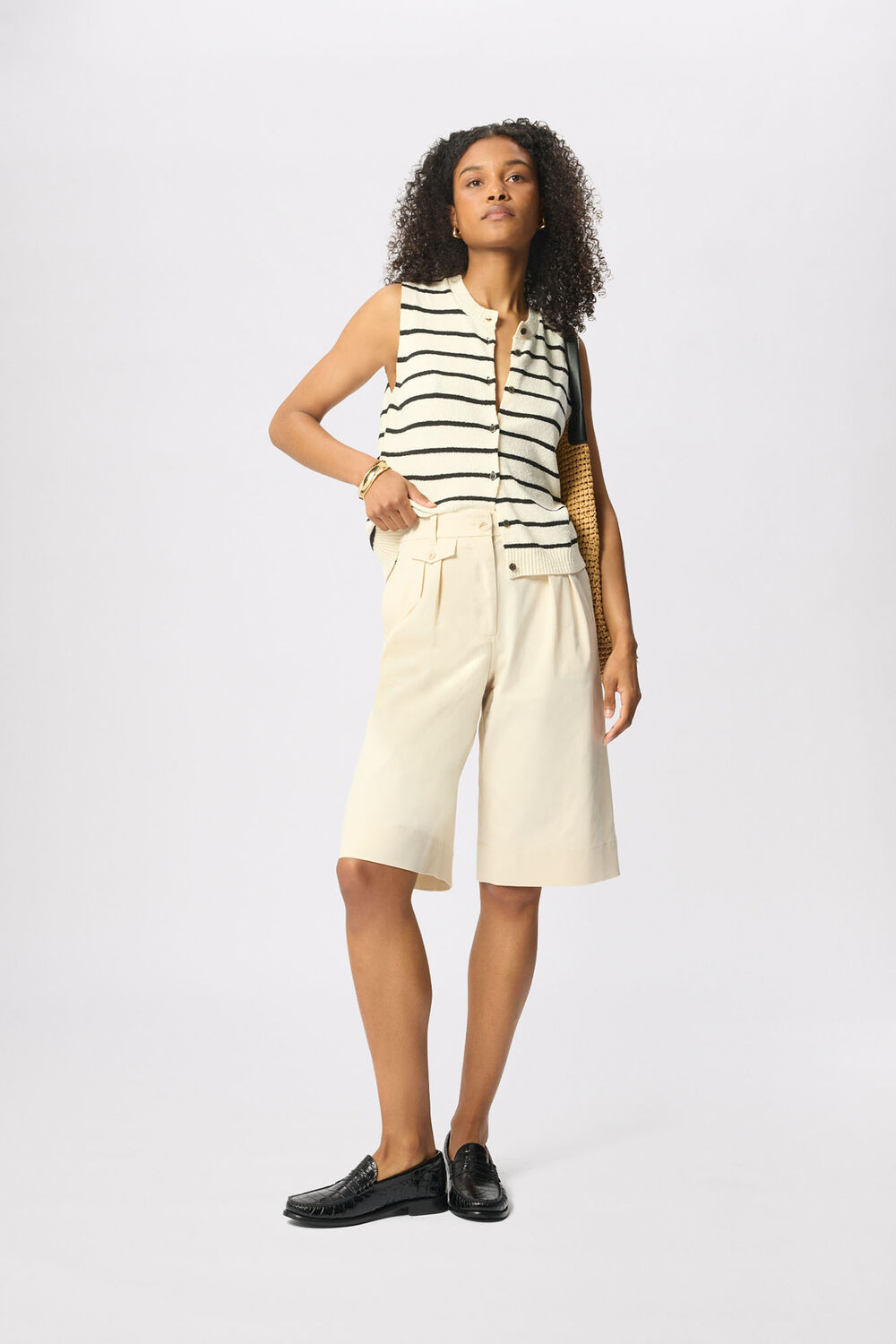 Neutral Cotton Bermuda Short