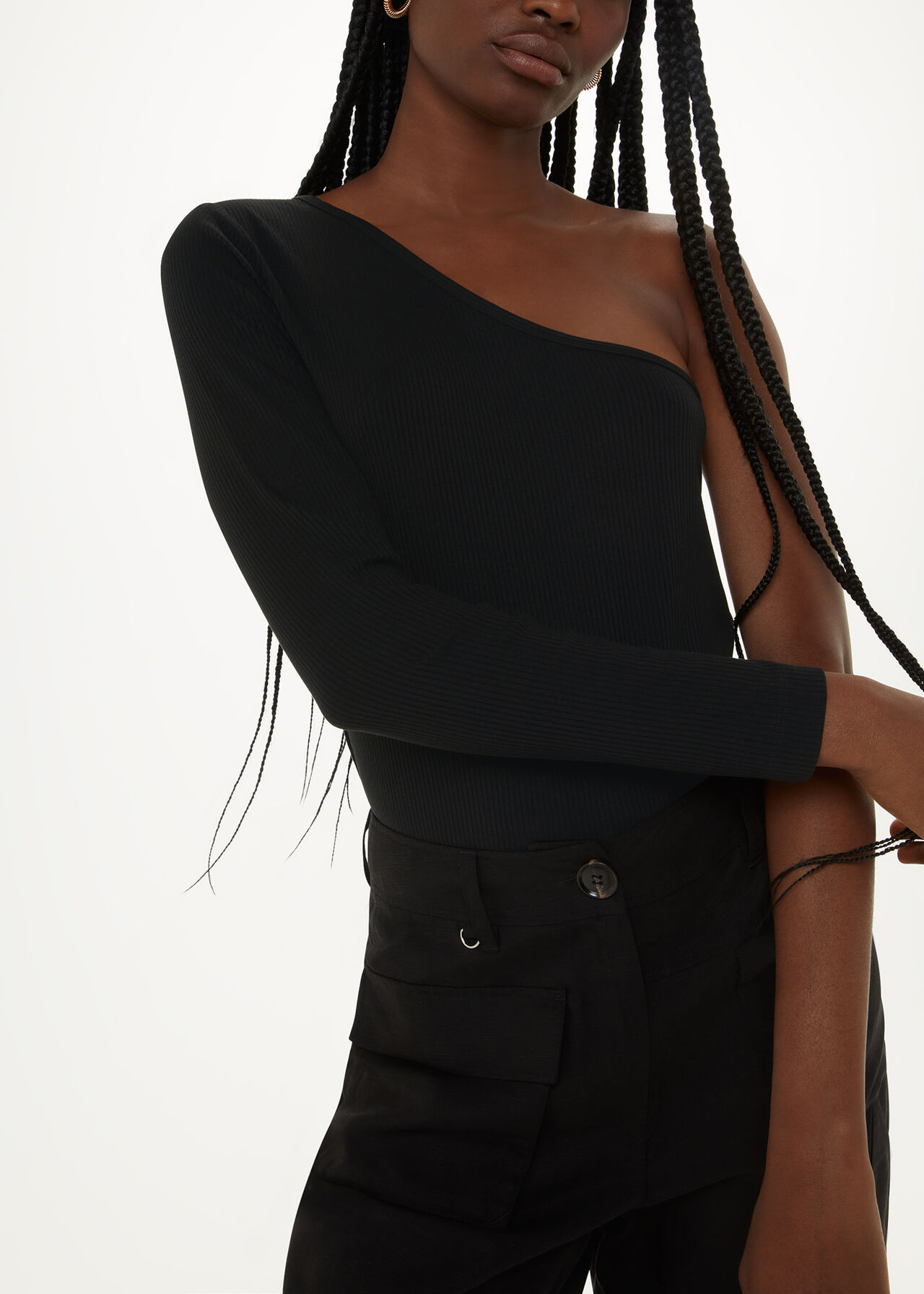 One Sleeve Ribbed Top
