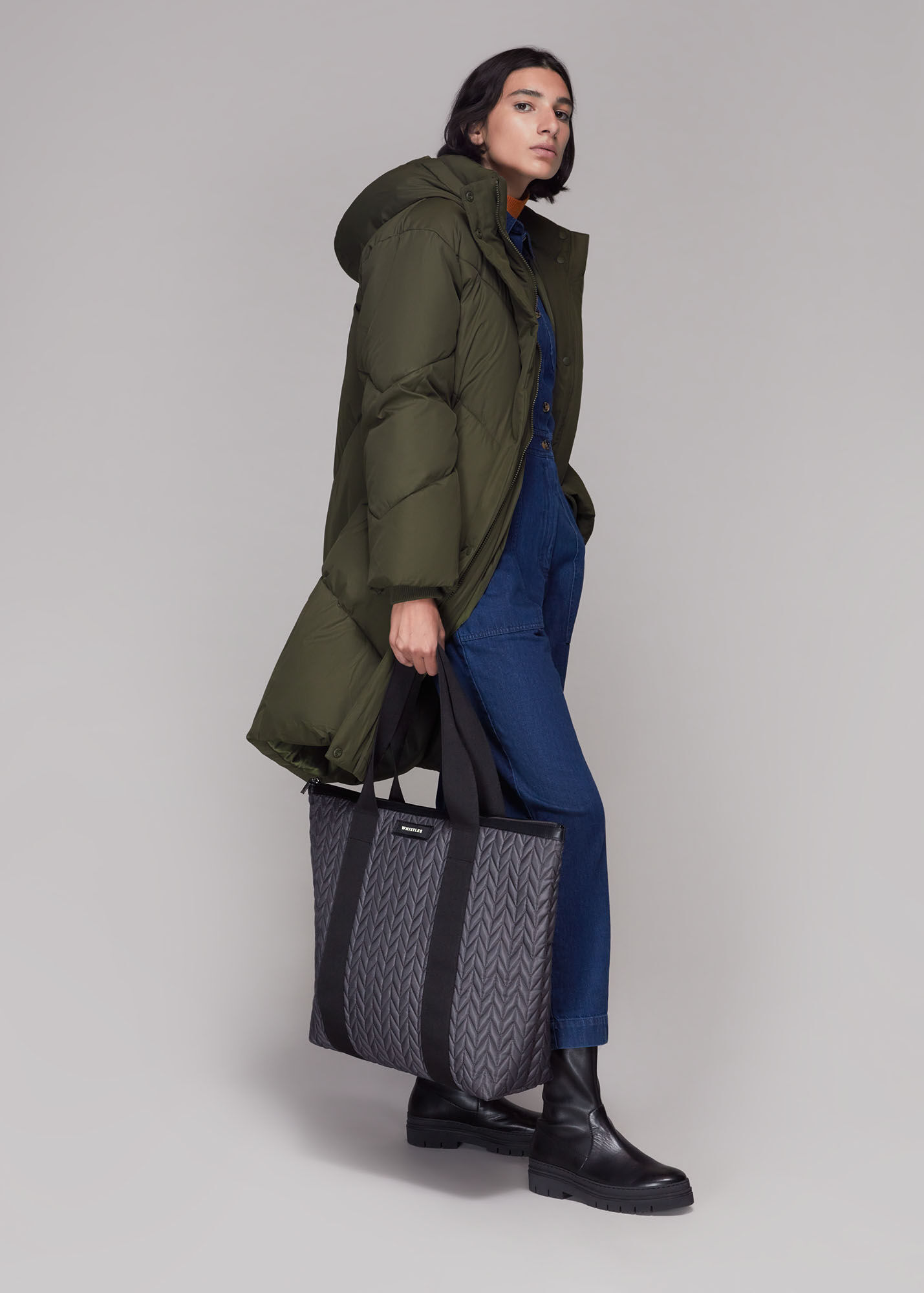 Khaki Tessa Hooded Longline Puffer WHISTLES