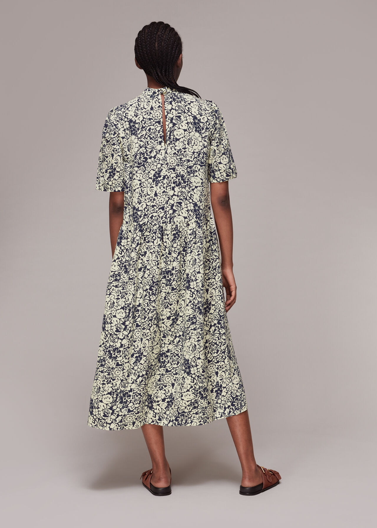 Graphic Floral Trapeze Dress