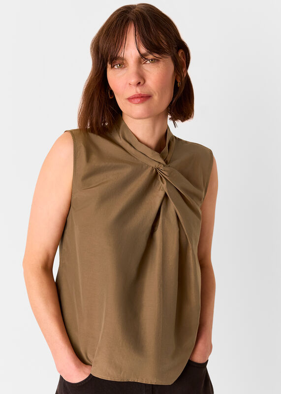 Taupe Bea Twist Front Tank