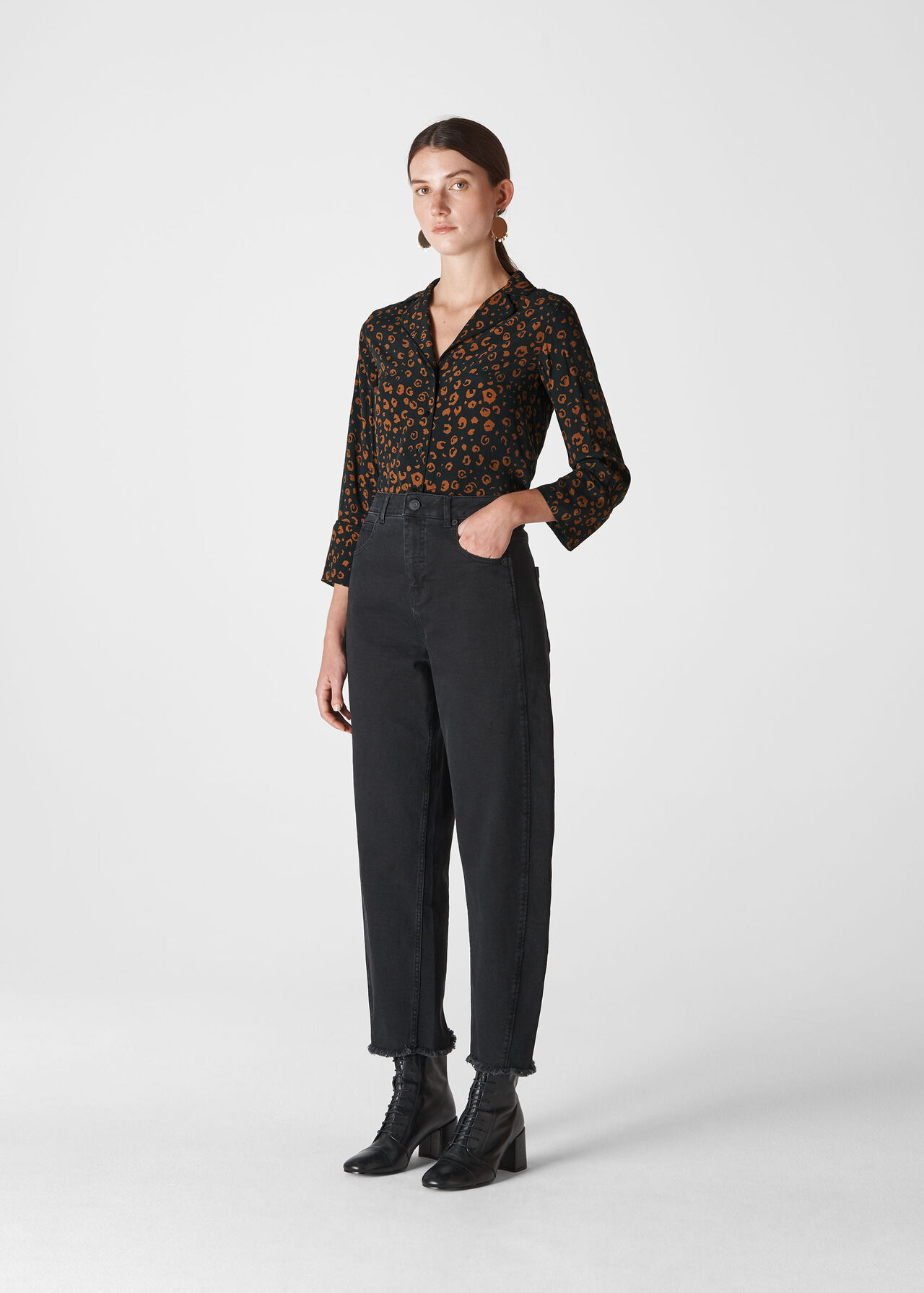 Cheetah Print Pyjama Shirt Black/Multi