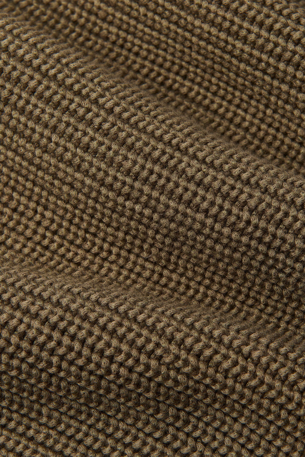 Khaki Rib Cable High Neck Jumper