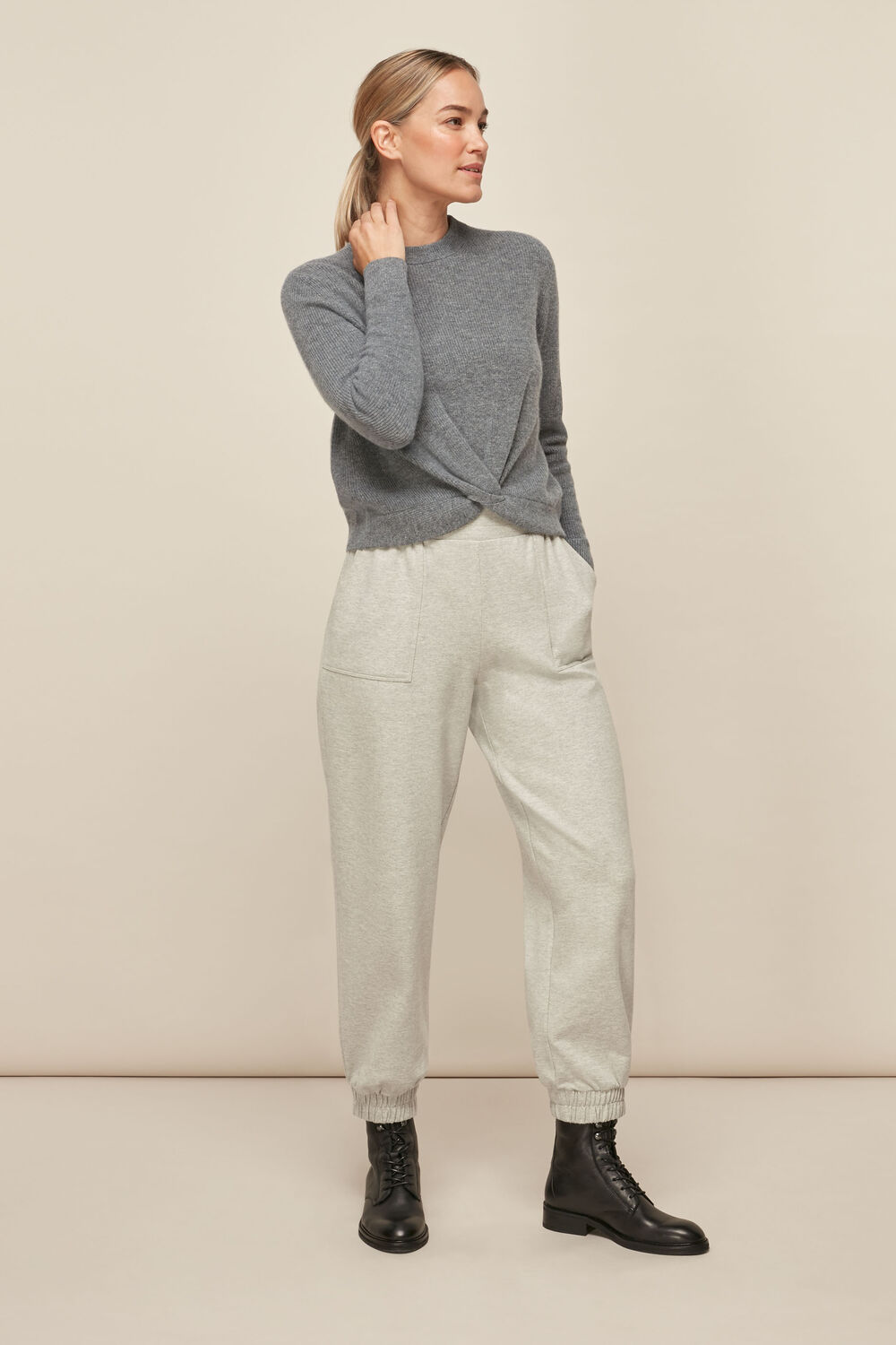 Twist Front Wool Cashmere Knit