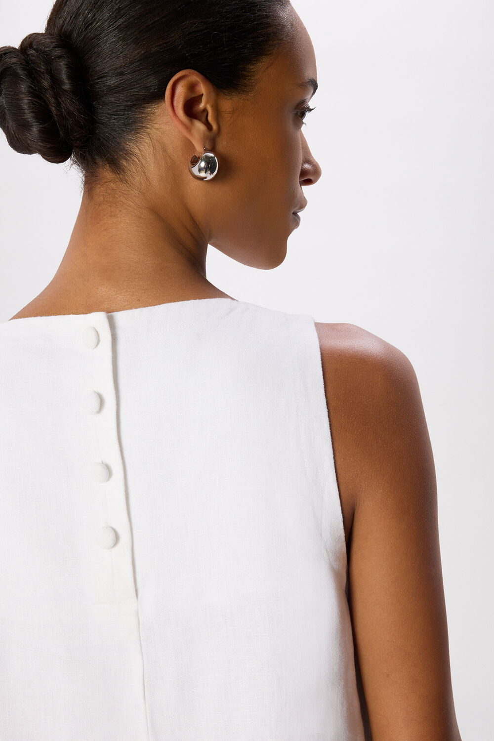White Swing Linen Mini Dress