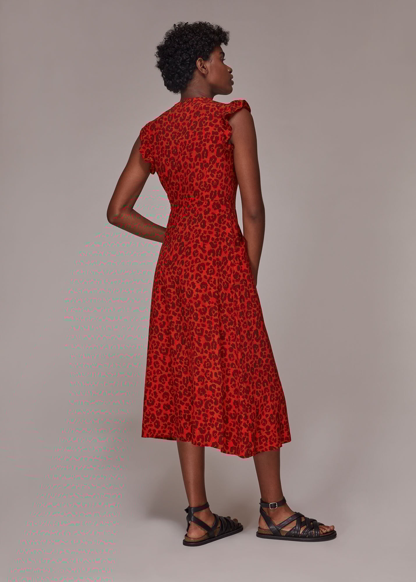 Red leopard print midi dress sale