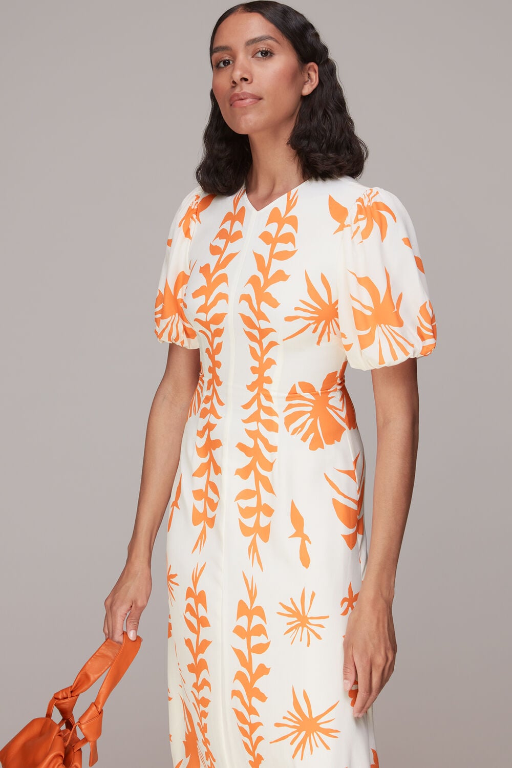Cora Big Leaf Print Silk Dress