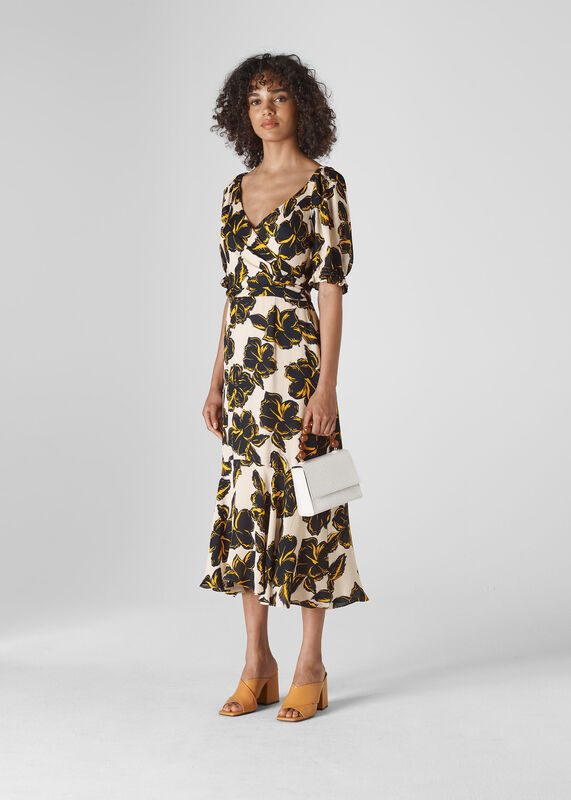 Tropical Flower Silk Dress