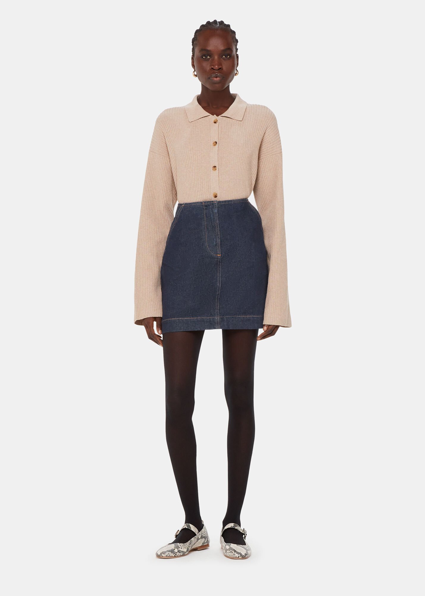 Dark Blue Denim Mini Skirt Whistles US Whistles US