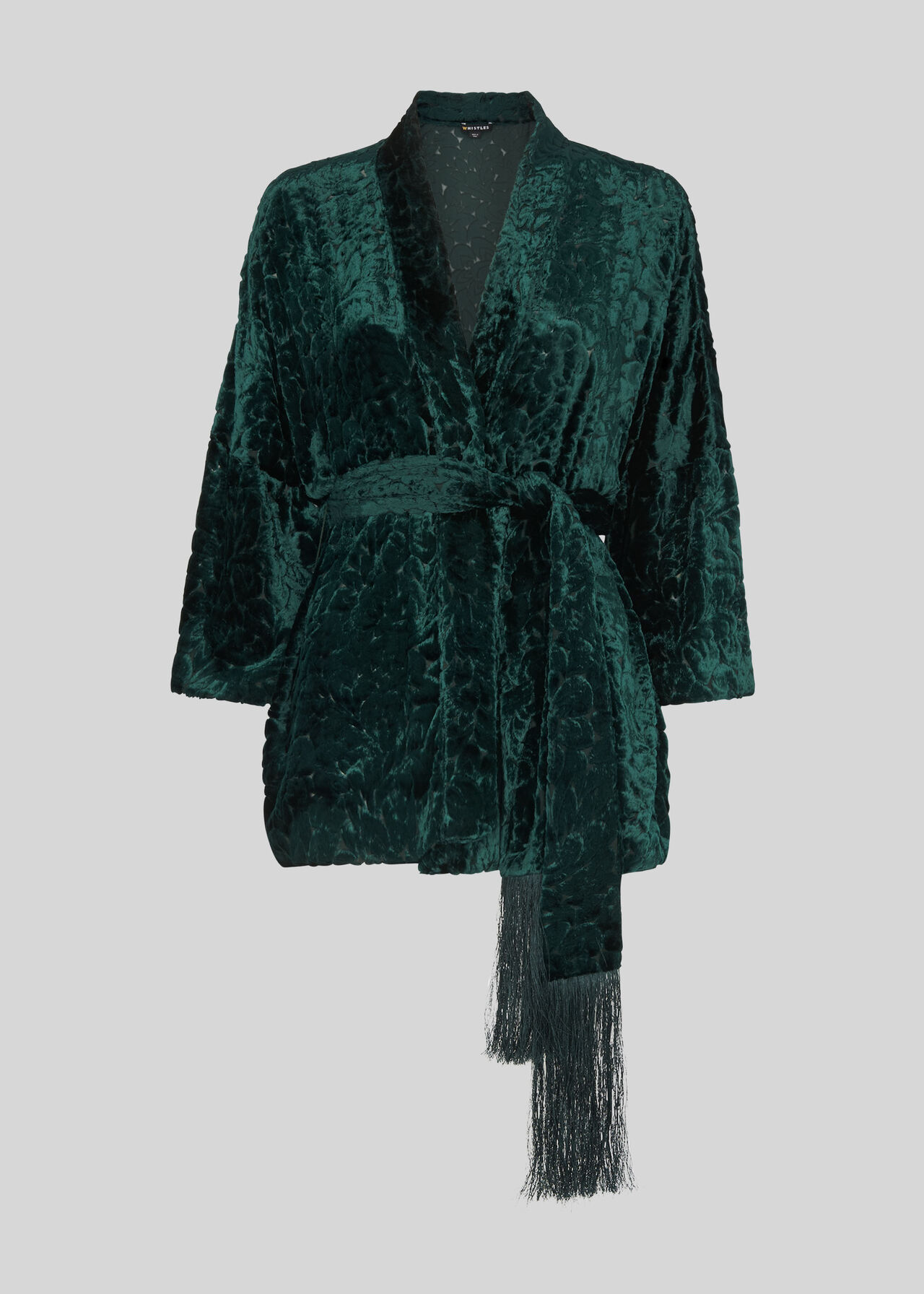 Evony Velvet Kimono Jacket Green