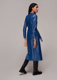 Pintuck Leather Midi Dress