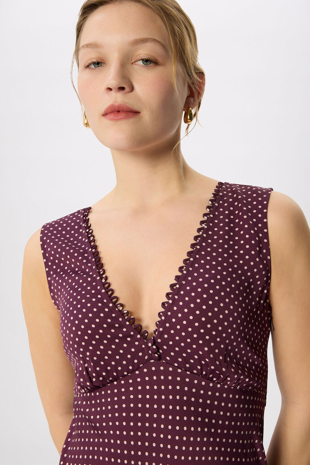 Purple Petite Mini Spot Sleeveless Dress