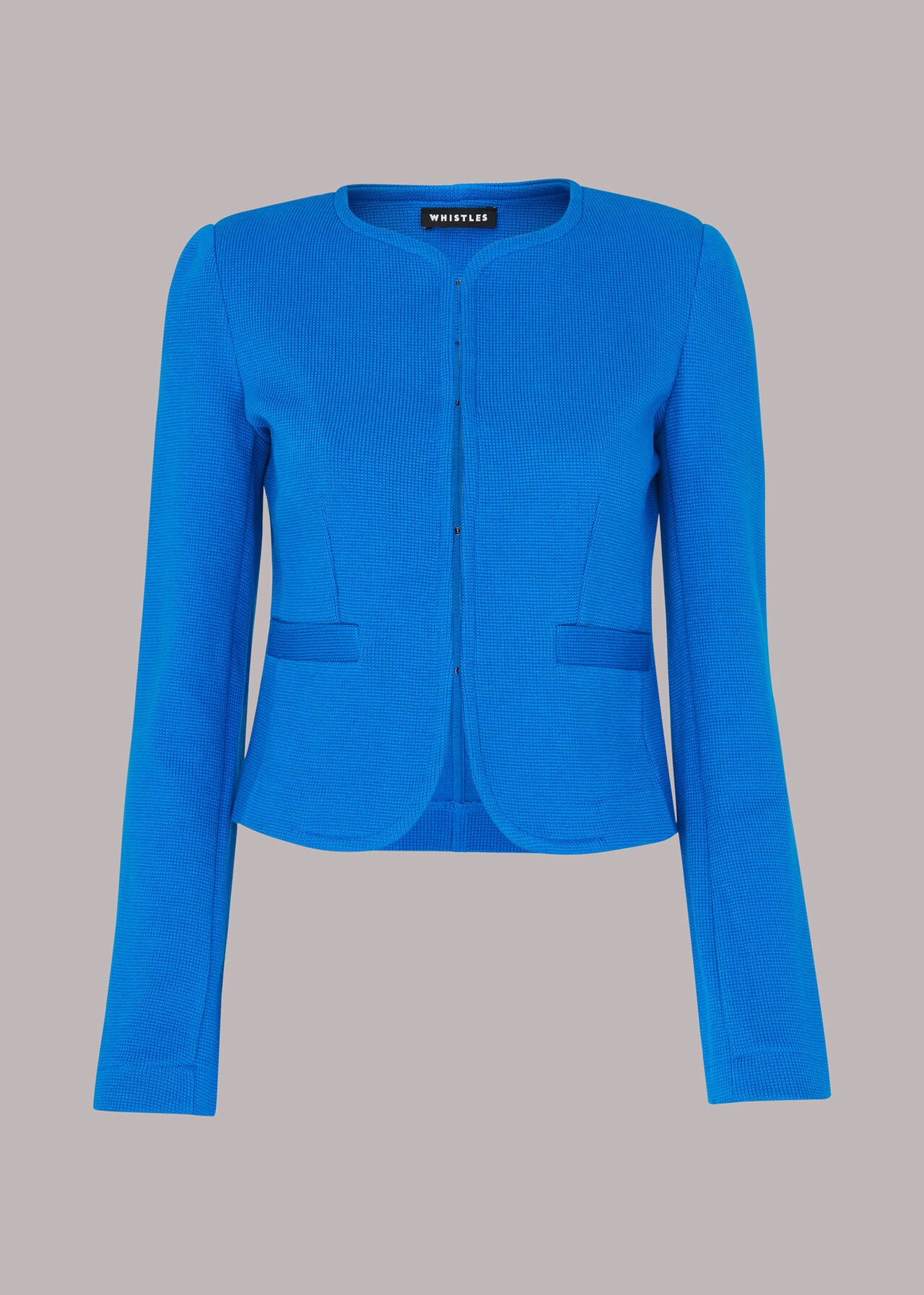 Collarless Jersey Jacket