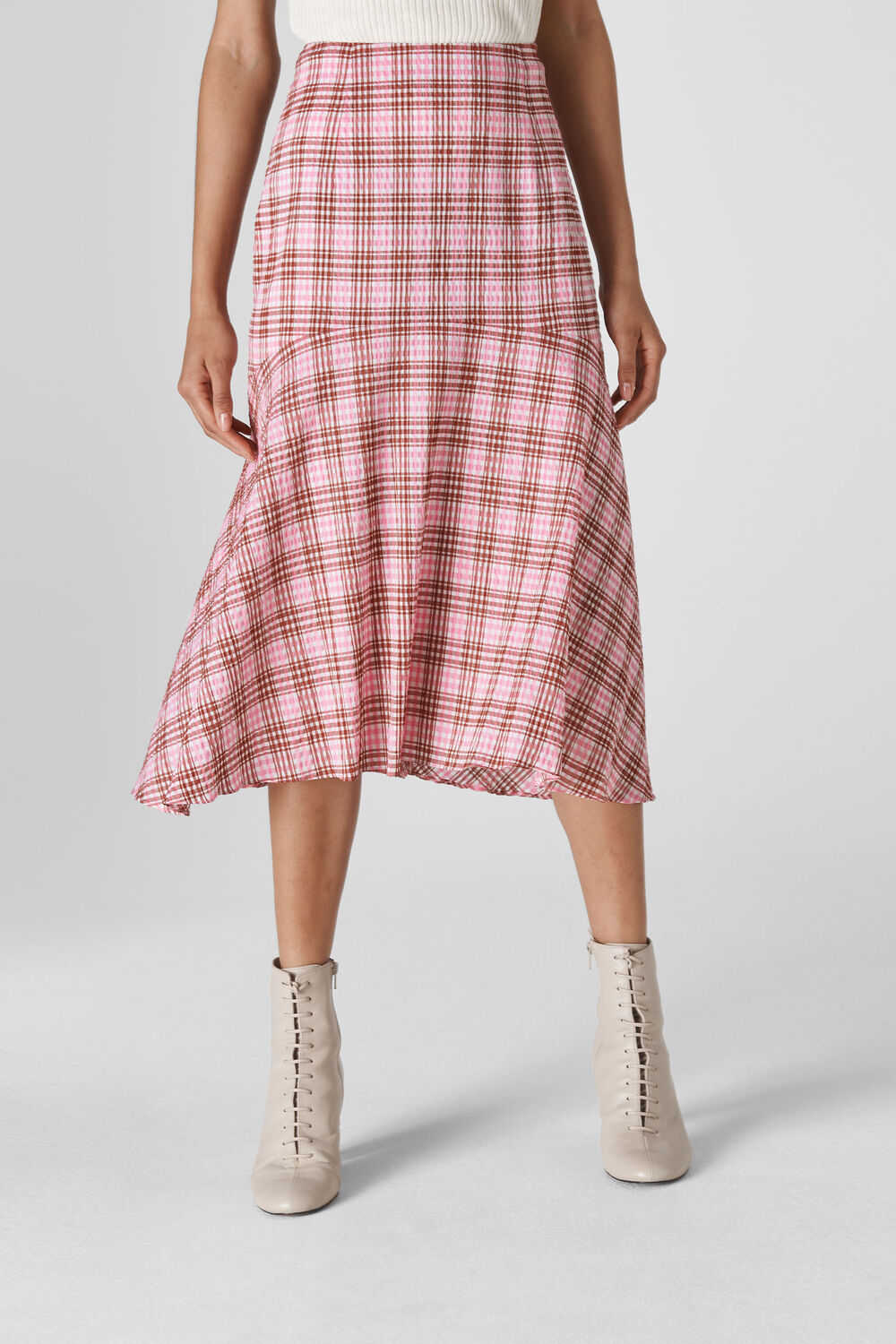 Check Seersucker Skirt Pink/Multi