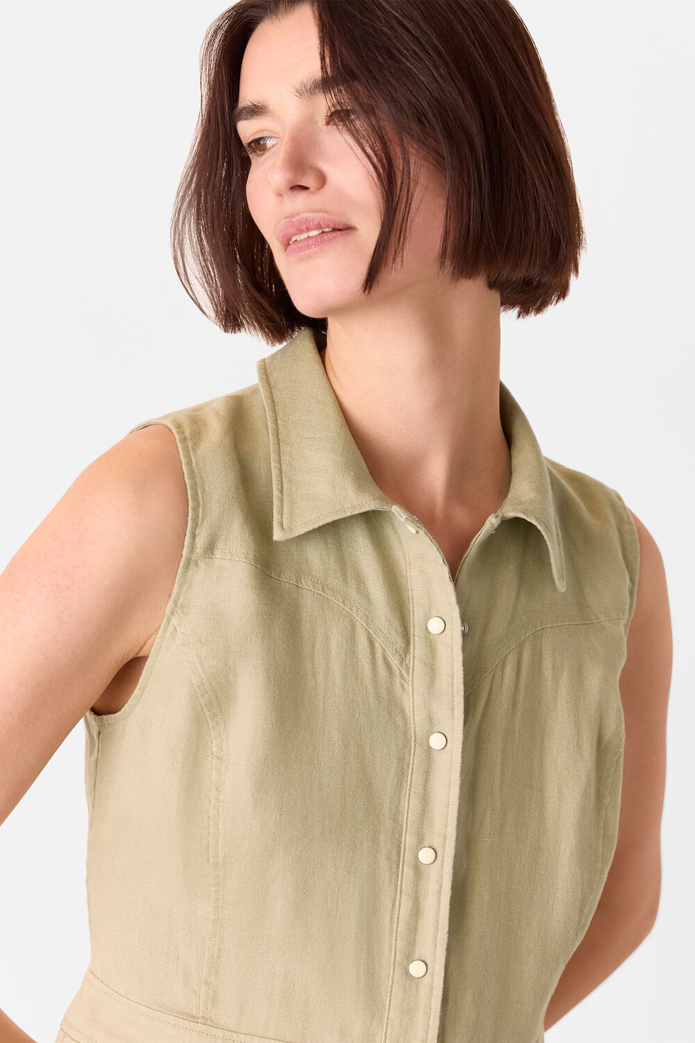 Neutral Ellis Western Linen Jumpsuit