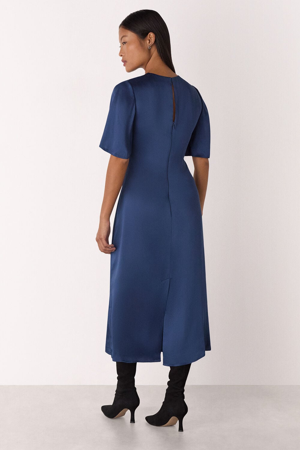 Petite Satin Twist Waist Midi Dress