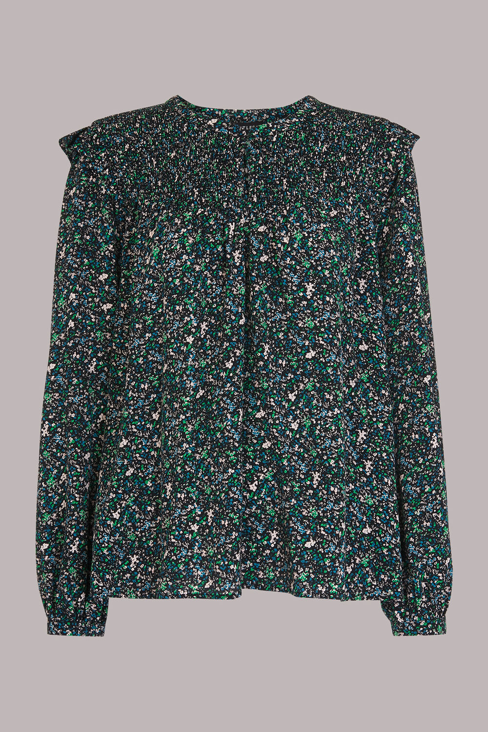 Green Midnight Garden Shirred Top