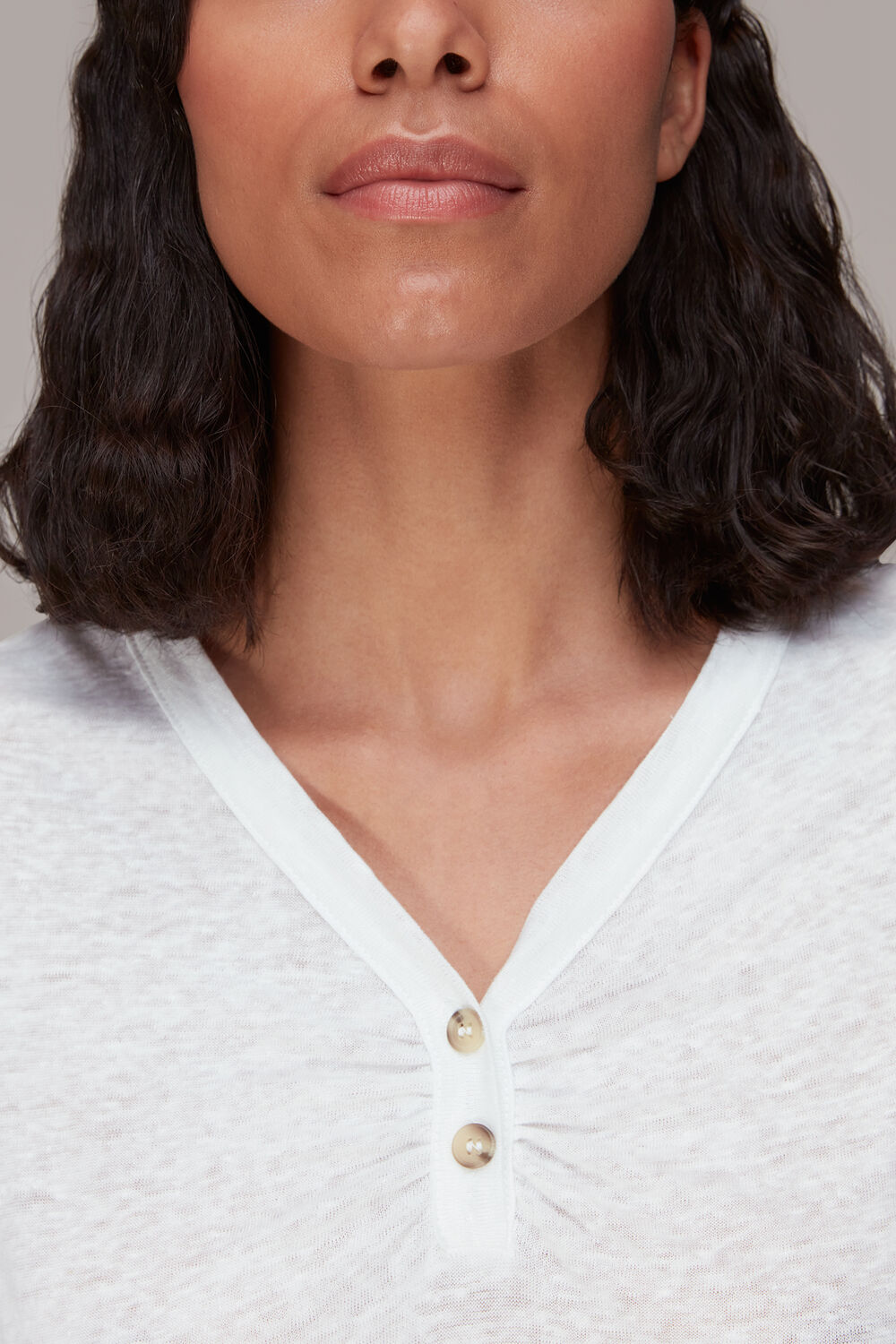 Cada Button Linen Mix Tee