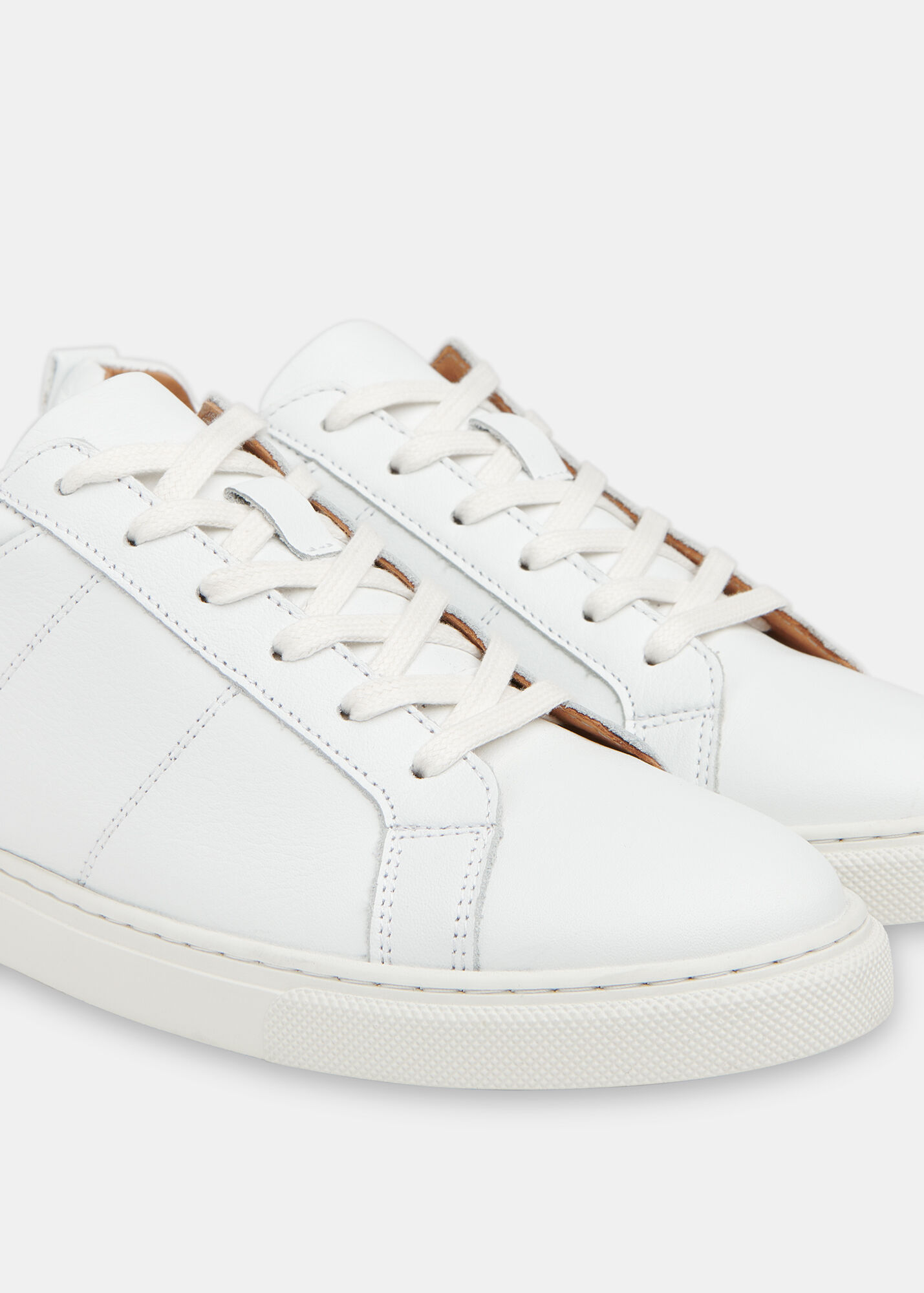 White Lace Up Sneakers 100% Cow Leather | Whistles US |