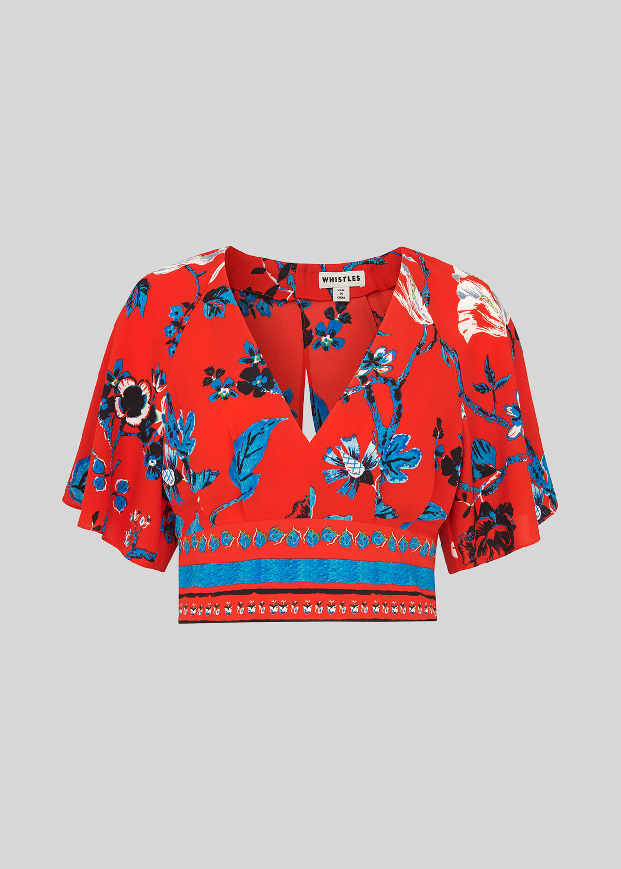 Red/Multi Scarf Print Top WHISTLES Whistles UK