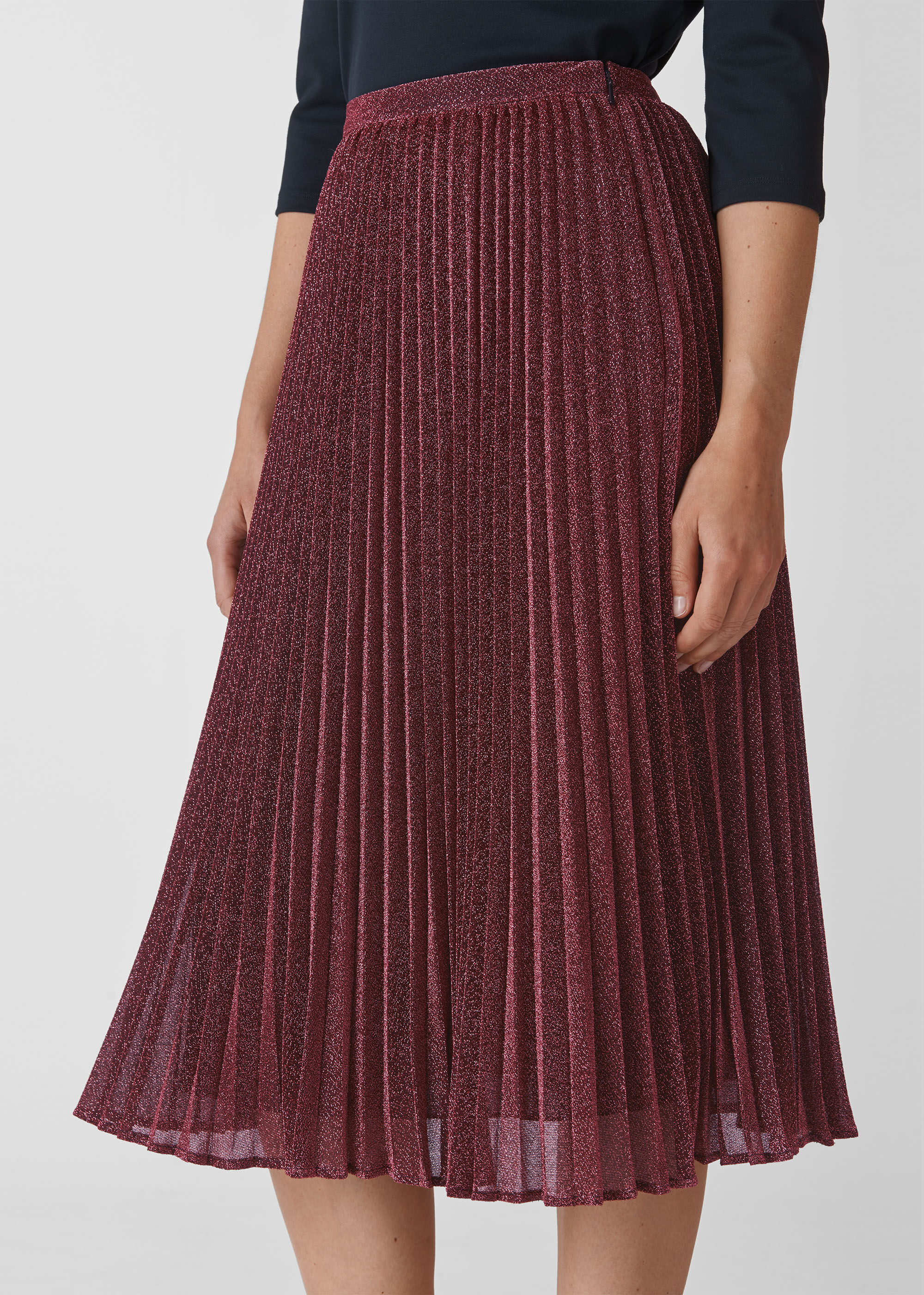 Whistles red pleated skirt on sale