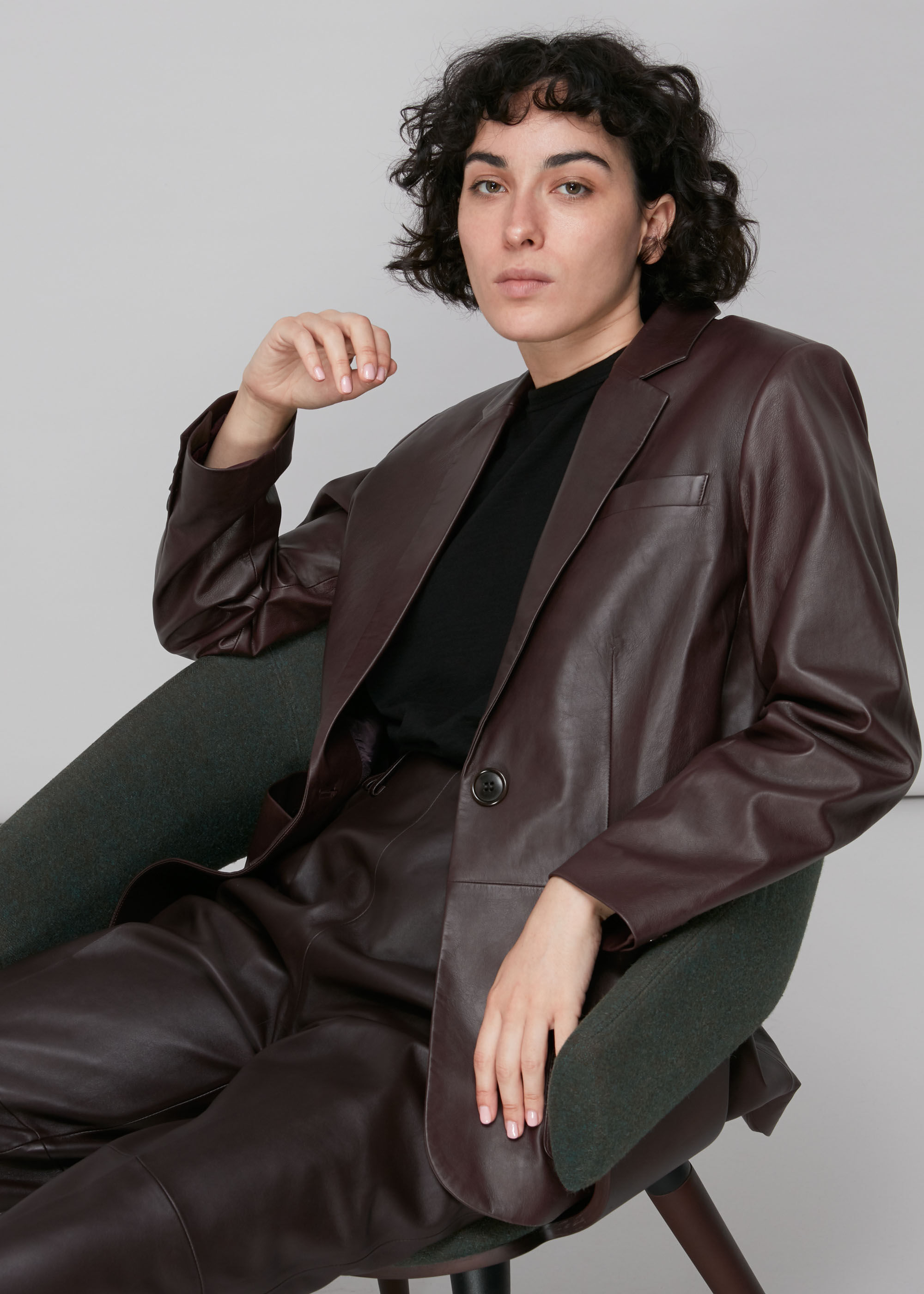 Maroon 2025 leather blazer