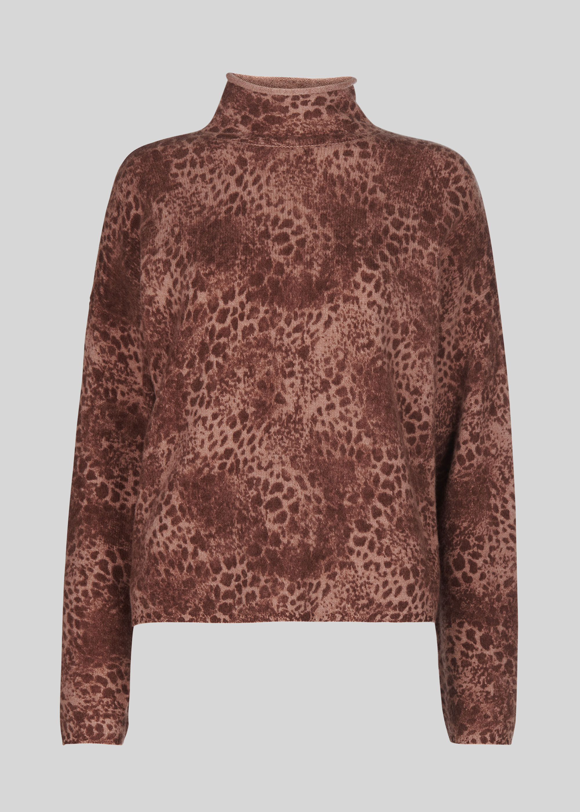 Pink Big Cat Roll Neck Wool Knit