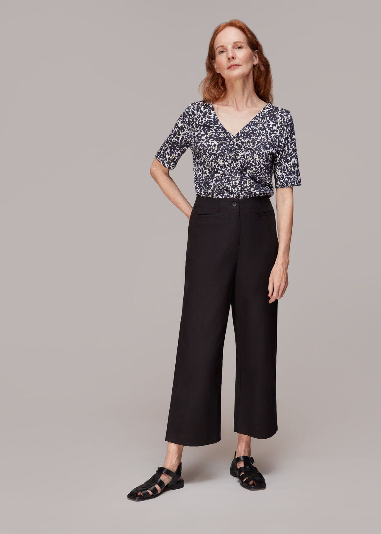 Smudge Leopard V Neck Tee