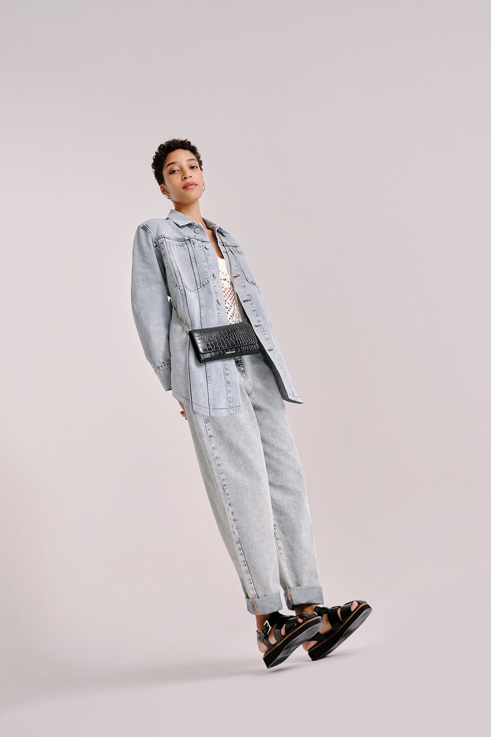 Acid Wash Denim Overshirt Denim