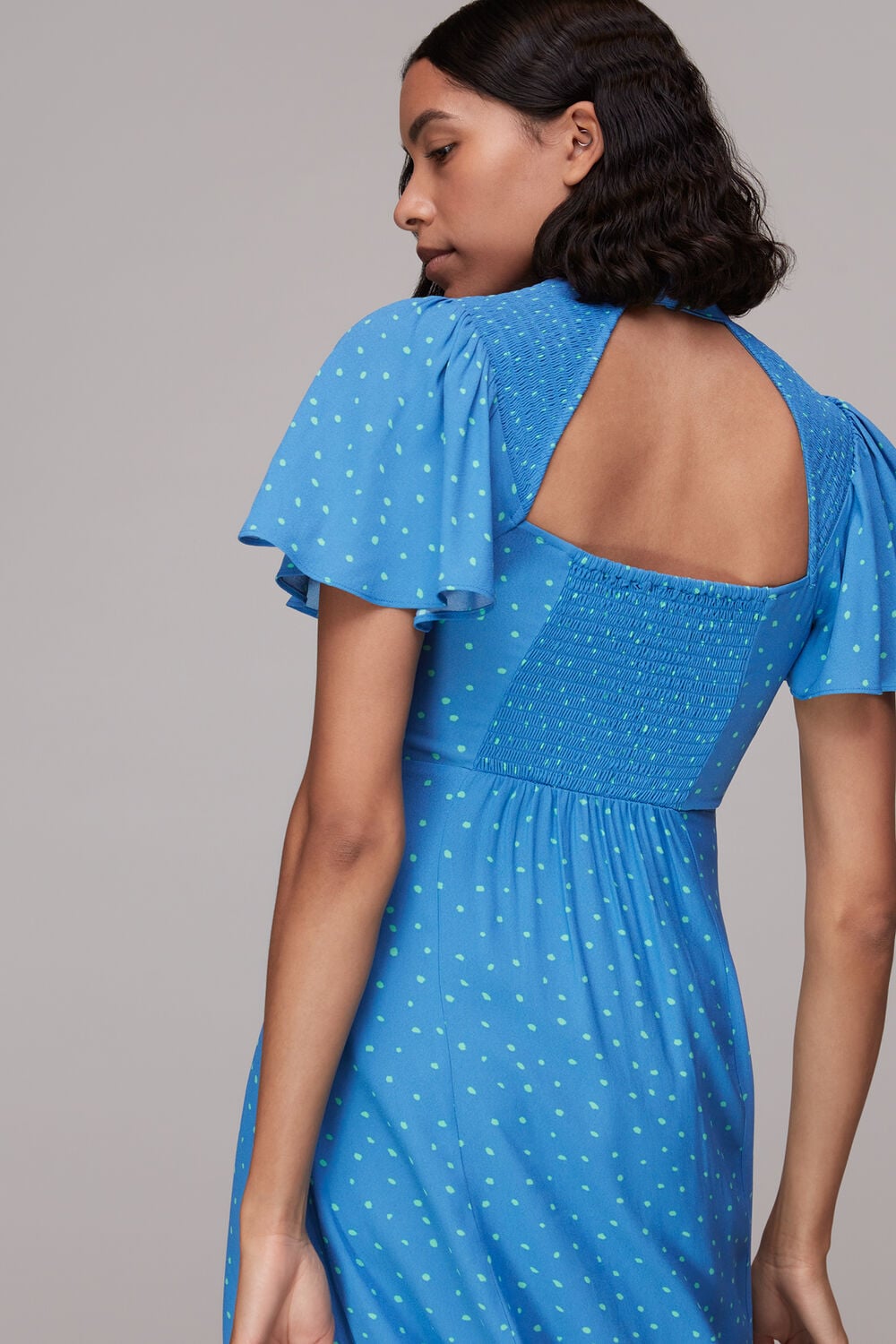 Uneven Spot Print Midi Dress