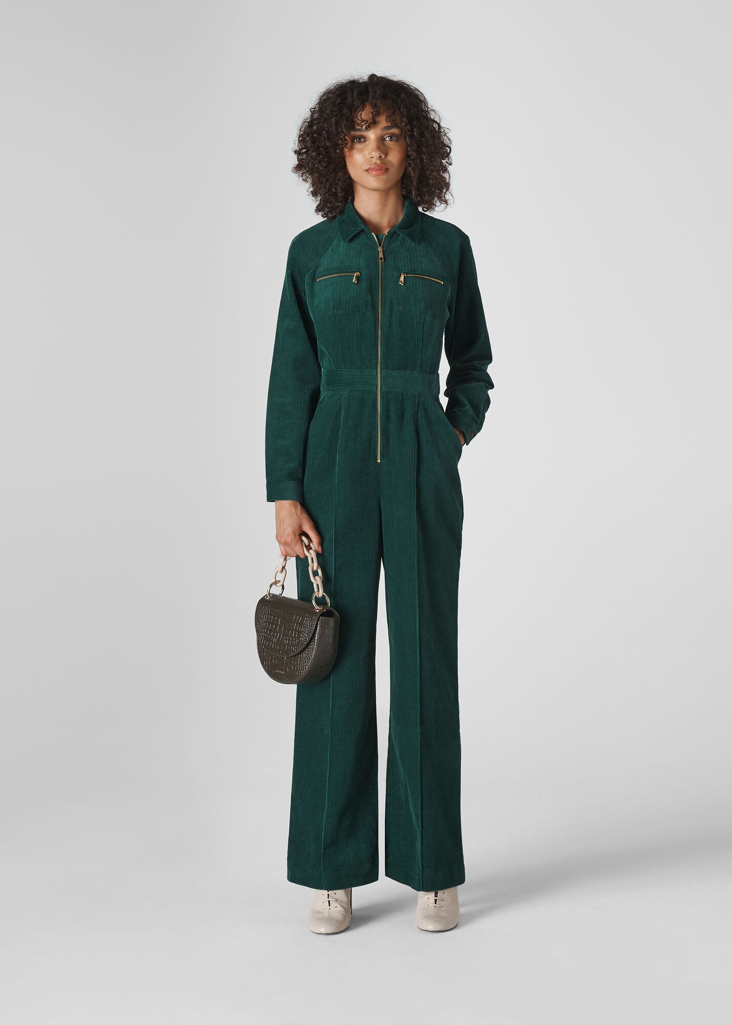 Dark Green Corduroy Jumpsuit WHISTLES