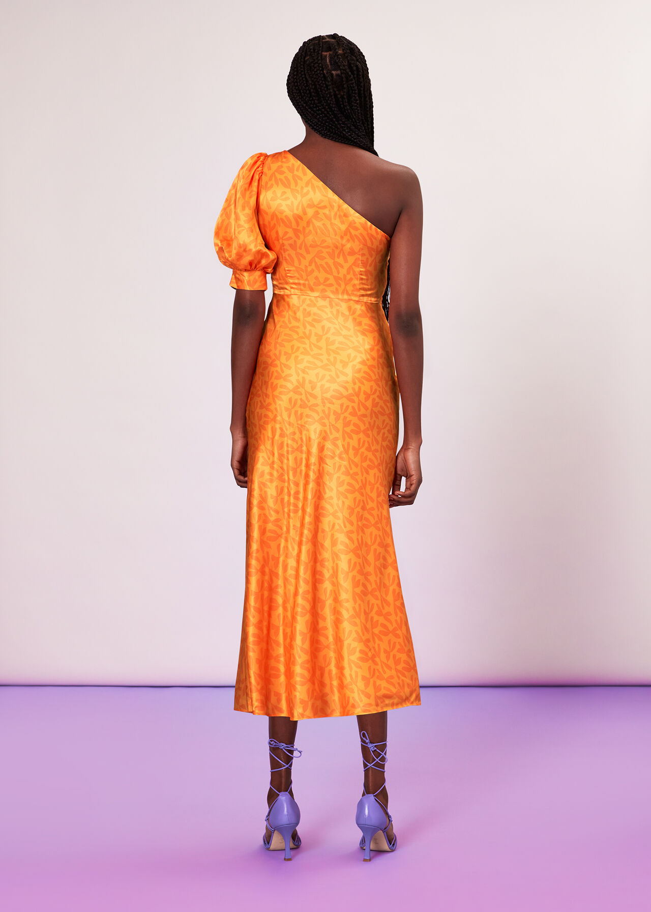Orange/Multi One Shoulder Sally Dress | WHISTLES