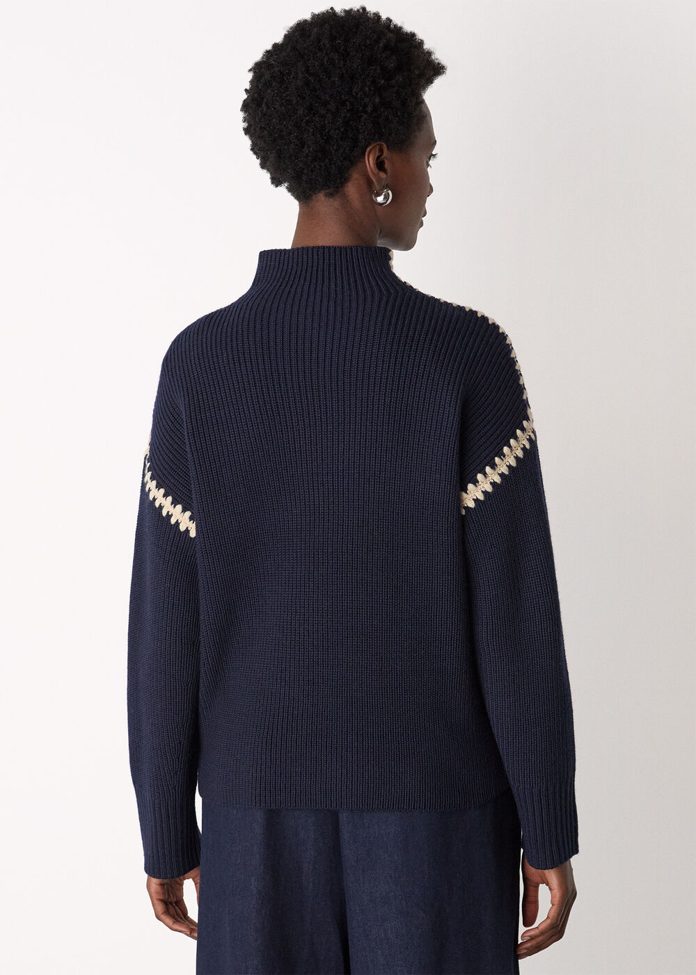 Blanket Stitch Wool Mix Knit