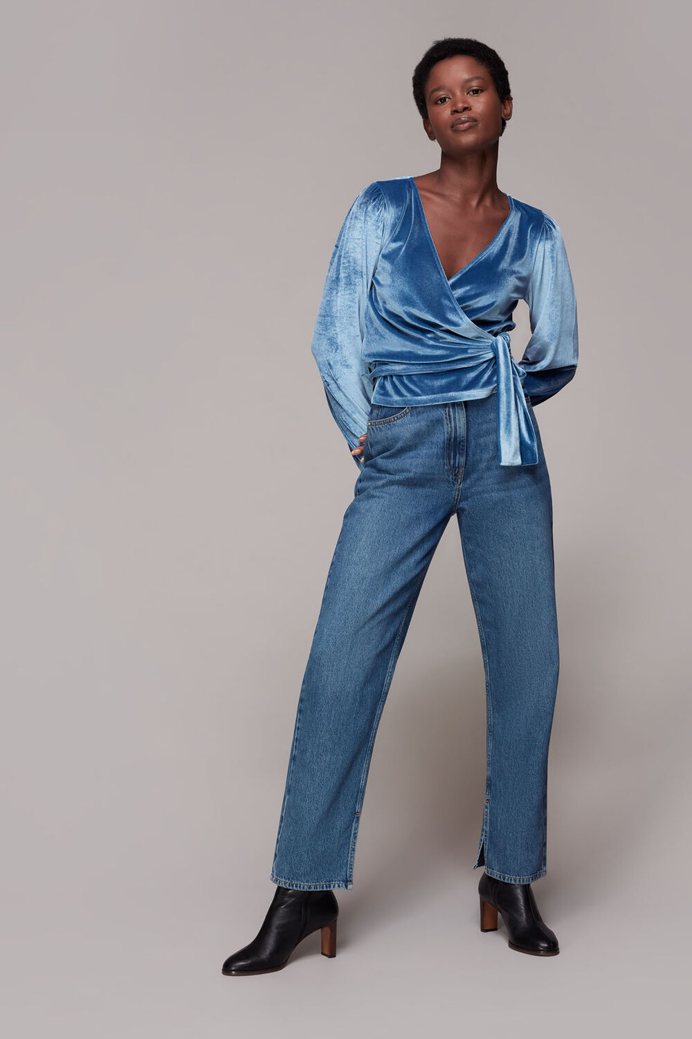 Velvet V Neck Wrap Top