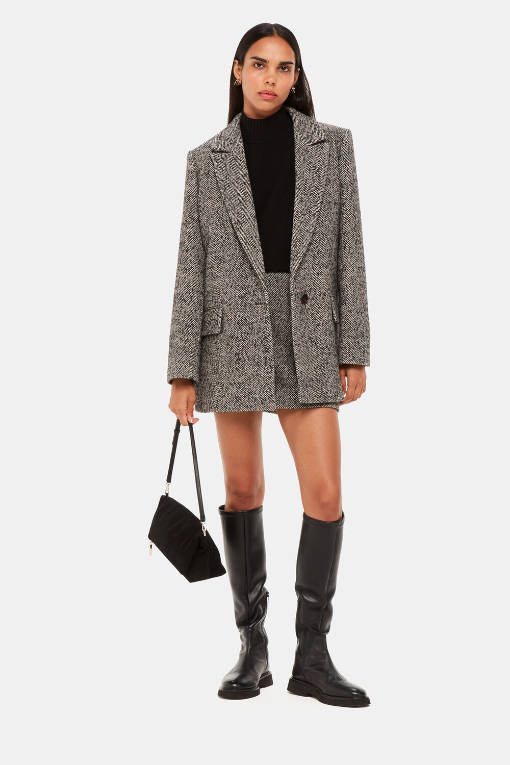 Herringbone Wool Mini Skirt