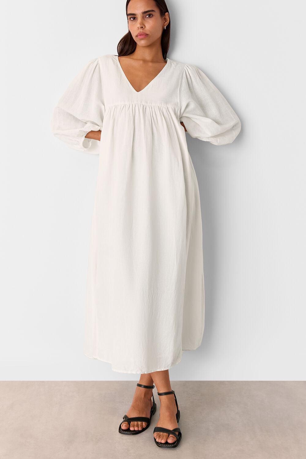 Ivory Gloria Linen Blend Dress