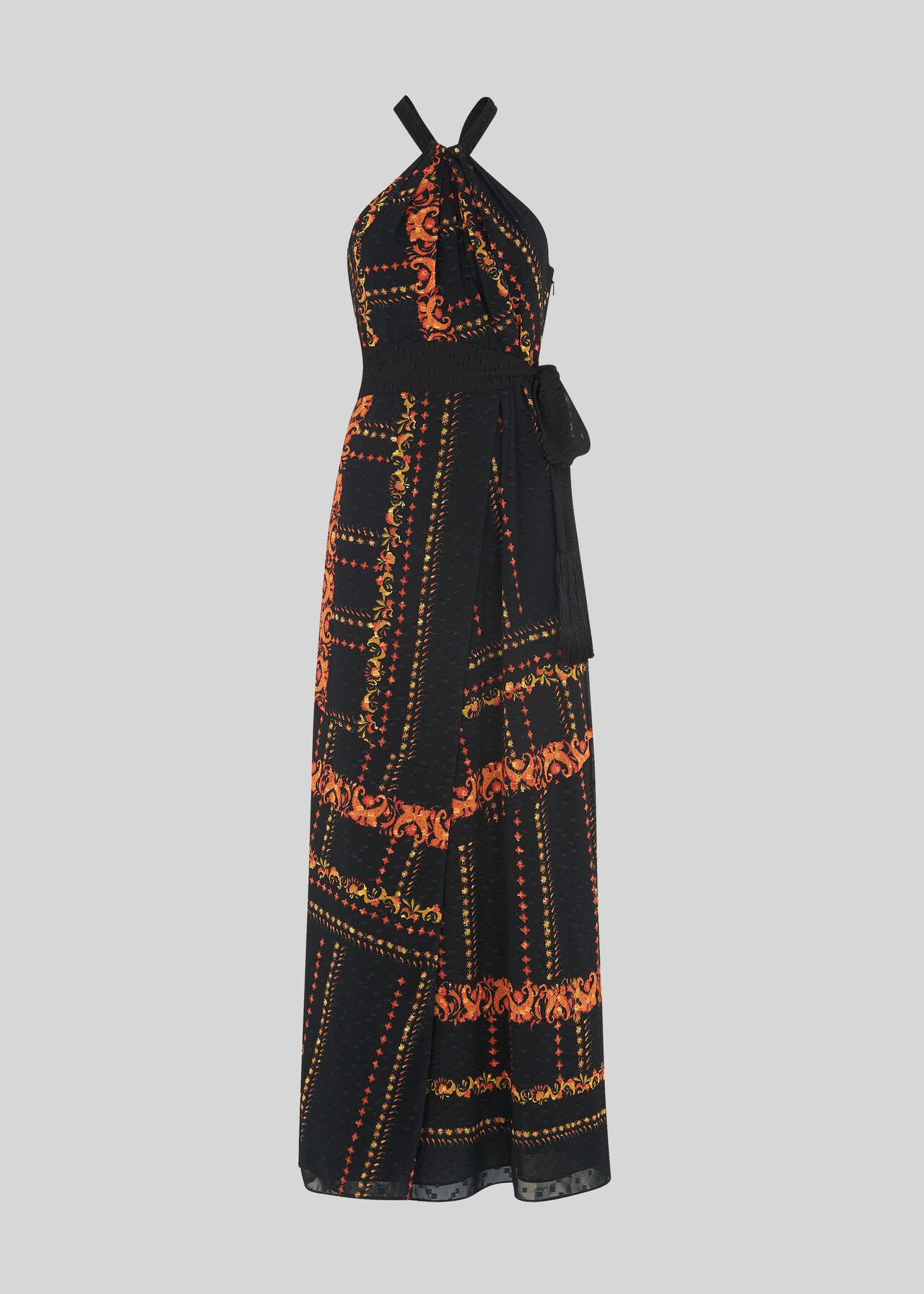 Paisley Scarf Maxi Dress Black/Multi